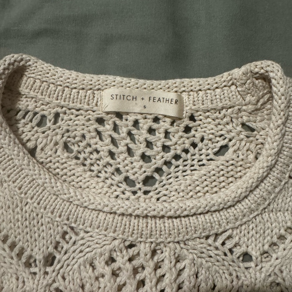 Stitch + Feather Cream Knit Sweater
